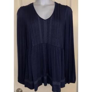 Torrid Long Sleeve Babydoll Navy Blue Top sz 1